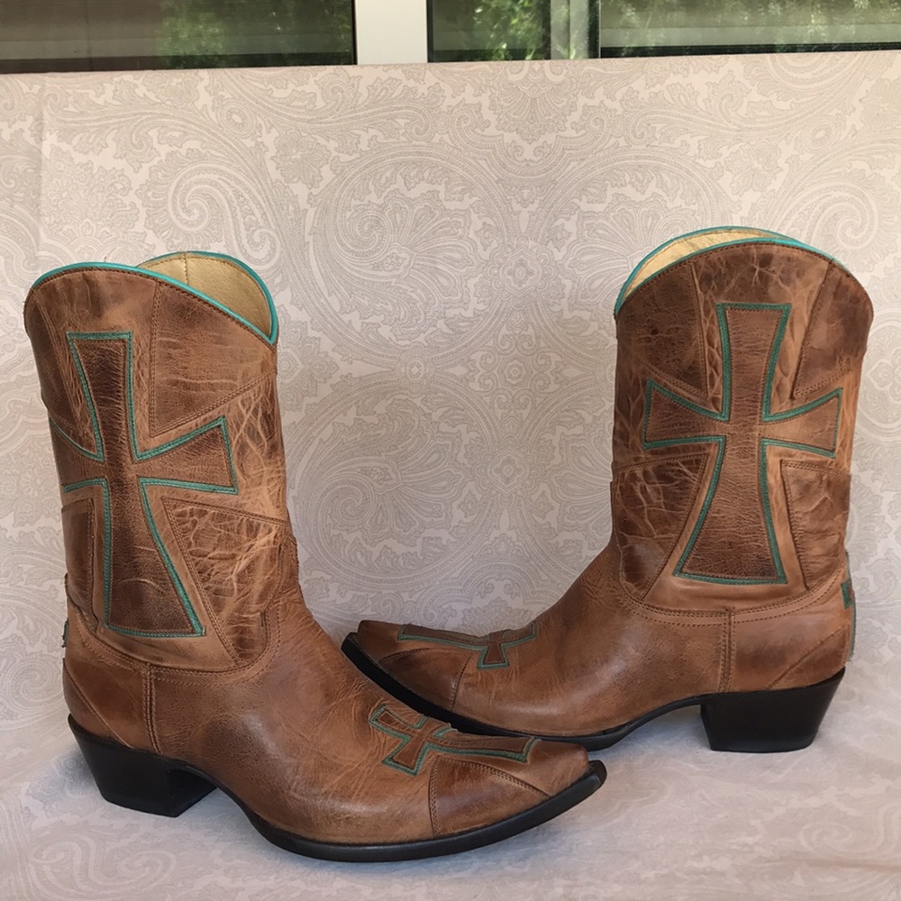 Old Gringo Brown and Teal Heeled Boots - Picture 4 of 13
